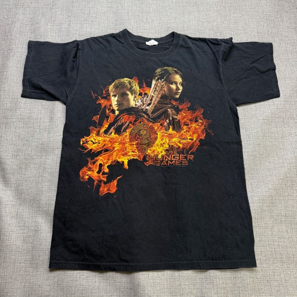 2012 The Hunger Games Movie Promo T-Shirt Size M Black Short Sleeve